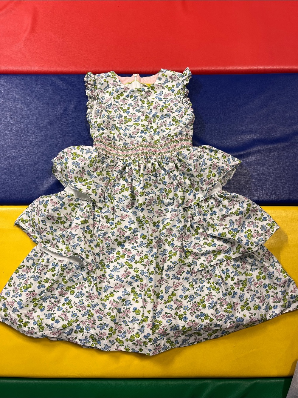 Mini Boden 11-12y Floral Ruffle Tiered Girls Dress - Easter